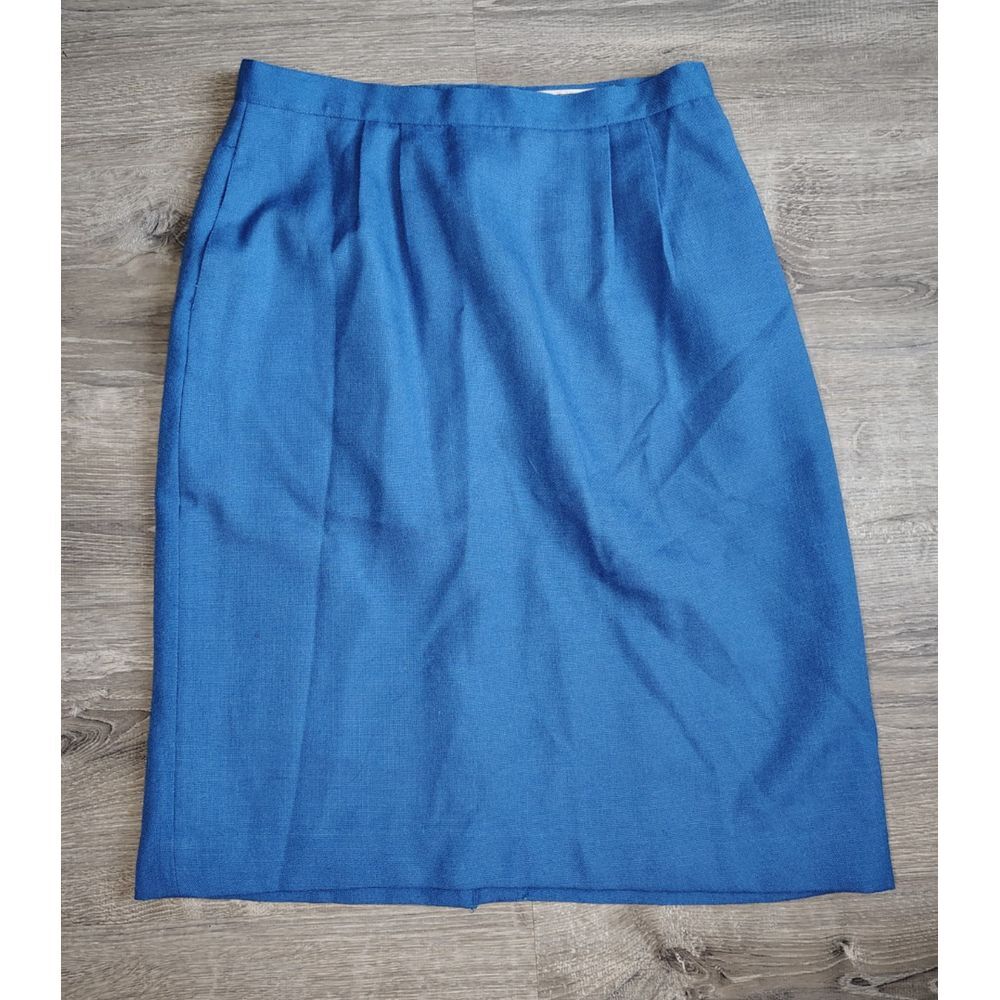 Vtg Worthington‎ Womens Skirt Sz 18 Midi Pencil A line Pleats Pockets Blue Lined